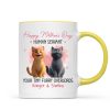 Pink Tone Happy Mother's Day Human Servant Cartoon Funny Cats Personalized Mug