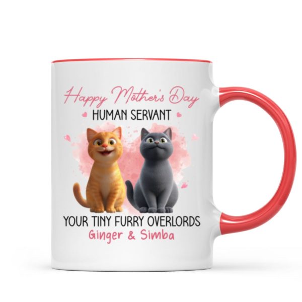 Pink Tone Happy Mother's Day Human Servant Cartoon Funny Cats Personalized Mug