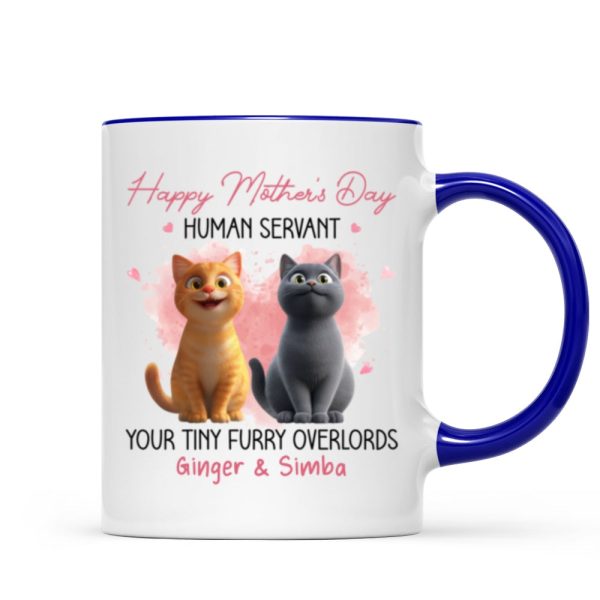 Pink Tone Happy Mother's Day Human Servant Cartoon Funny Cats Personalized Mug