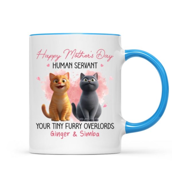 Pink Tone Happy Mother's Day Human Servant Cartoon Funny Cats Personalized Mug
