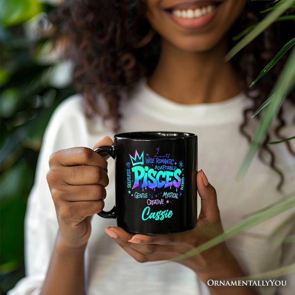 Pisces Graffiti Zodiac Personalized Mug, Street Style Astrology Horoscope Gift with Custom Name Pisces Graffiti Zodiac Personalized Mug, Street Style Astrology Horoscope Gift with Custom Name