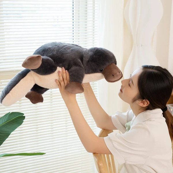 Plush Grey Platypus Pillow - Super Soft & Cuddly Toy for All Ages