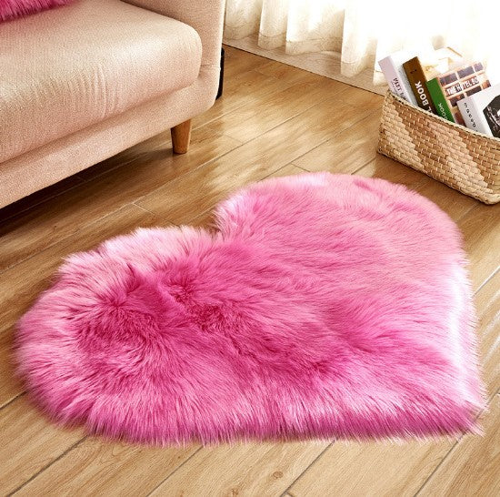Plush Heart Shaped Carpet Non-Slip Mat Fluffy Rug Floor