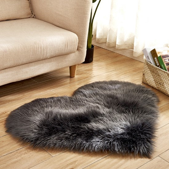 Plush Heart Shaped Carpet Non-Slip Mat Fluffy Rug Floor