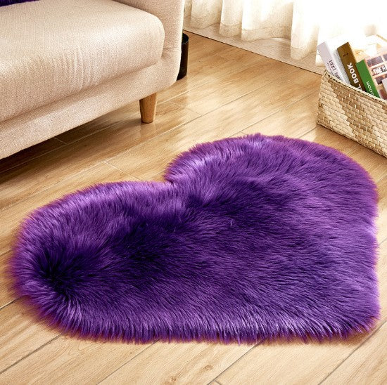 Plush Heart Shaped Carpet Non-Slip Mat Fluffy Rug Floor