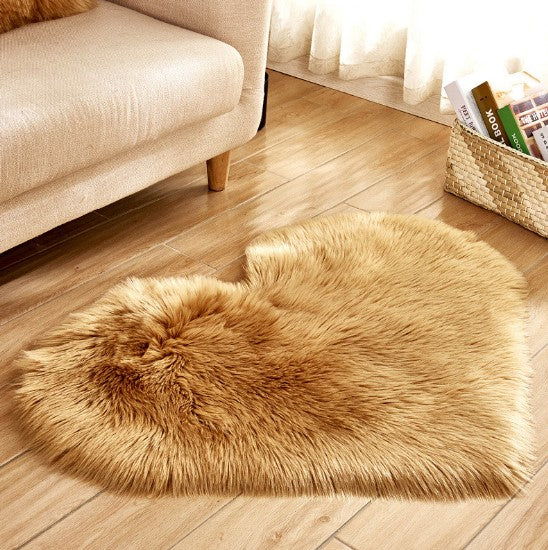 Plush Heart Shaped Carpet Non-Slip Mat Fluffy Rug Floor
