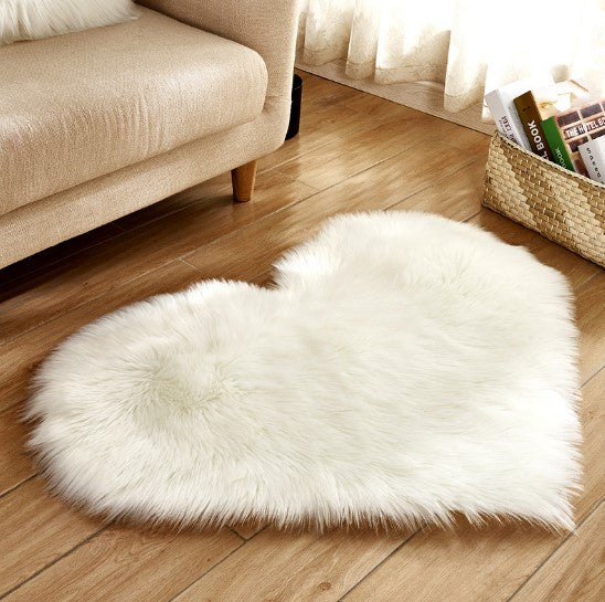 Plush Heart Shaped Carpet Non-Slip Mat Fluffy Rug Floor