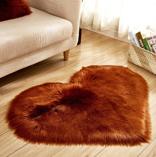 Plush Heart Shaped Carpet Non-Slip Mat Fluffy Rug Floor