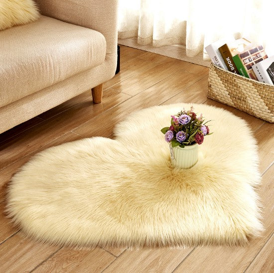 Plush Heart Shaped Carpet Non-Slip Mat Fluffy Rug Floor