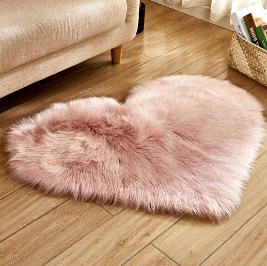 Plush Heart Shaped Carpet Non-Slip Mat Fluffy Rug Floor