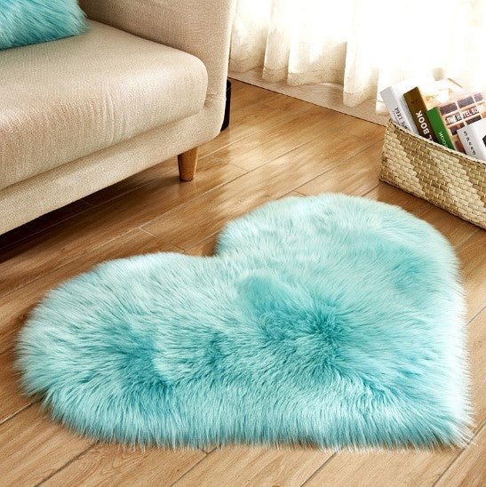 Plush Heart Shaped Carpet Non-Slip Mat Fluffy Rug Floor