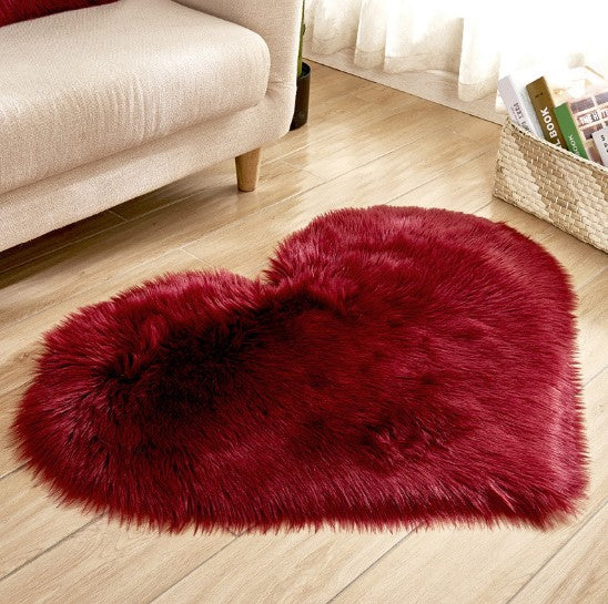 Plush Heart Shaped Carpet Non-Slip Mat Fluffy Rug Floor