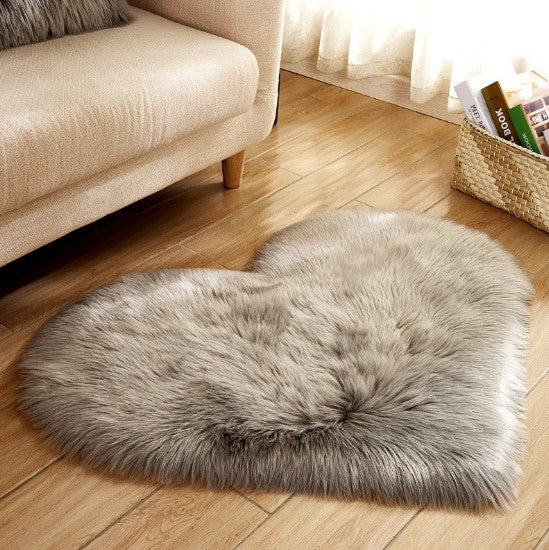 Plush Heart Shaped Carpet Non-Slip Mat Fluffy Rug Floor