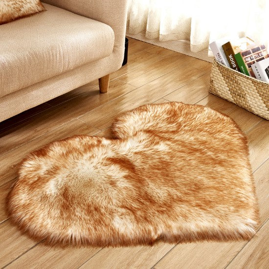 Plush Heart Shaped Carpet Non-Slip Mat Fluffy Rug Floor