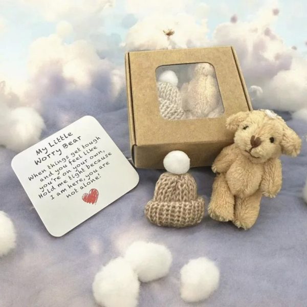 Pocket Worry Bear Plush with Encouragement Card Gift Box