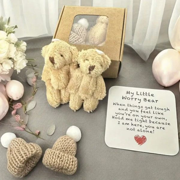 Pocket Worry Bear Plush with Encouragement Card Gift Box