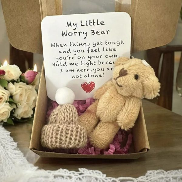 Pocket Worry Bear Plush with Encouragement Card Gift Box