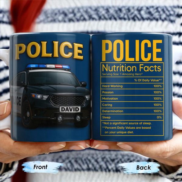 Police Nutrition Facts, Police Car And Police Badge - Personalized Custom Coffee Mug - OFC011_MG Police Nutrition Facts, Police Car And Police Badge - Personalized Custom Coffee Mug - OFC011_MG