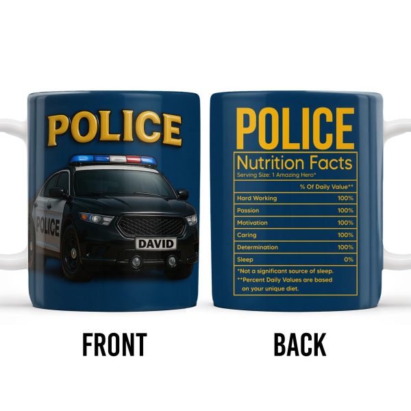 Police Nutrition Facts, Police Car And Police Badge - Personalized Custom Coffee Mug - OFC011_MG Police Nutrition Facts, Police Car And Police Badge - Personalized Custom Coffee Mug - OFC011_MG