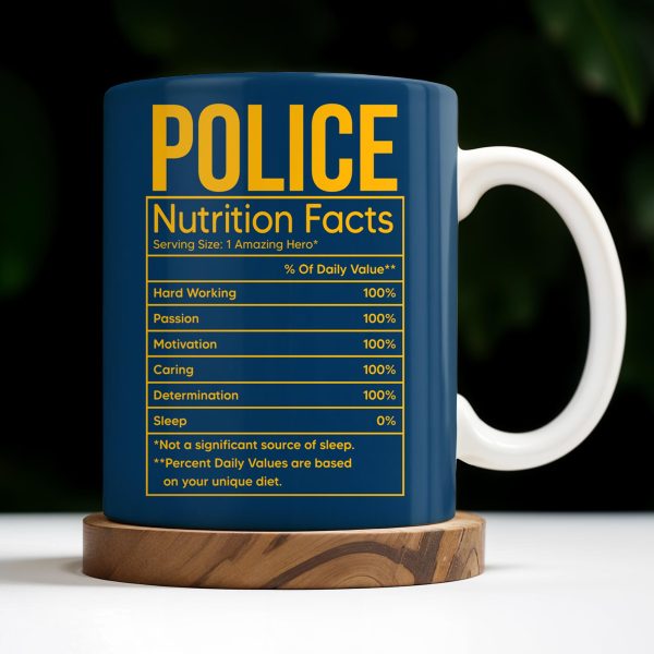 Police Nutrition Facts, Police Car And Police Badge - Personalized Custom Coffee Mug - OFC011_MG Police Nutrition Facts, Police Car And Police Badge - Personalized Custom Coffee Mug - OFC011_MG