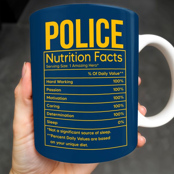 Police Nutrition Facts, Police Car And Police Badge - Personalized Custom Coffee Mug - OFC011_MG Police Nutrition Facts, Police Car And Police Badge - Personalized Custom Coffee Mug - OFC011_MG