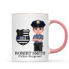Police Thin Blue Line Personalized Mug, Appreciation Gift, Christmas Gift For Colleagues, Boss, Police Officers, Sheriff, Deputy Sheriff