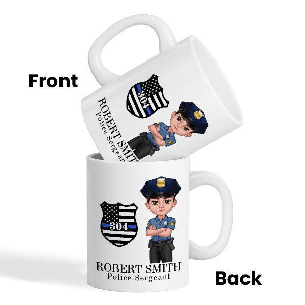 Police Thin Blue Line Personalized Mug, Appreciation Gift, Christmas Gift For Colleagues, Boss, Police Officers, Sheriff, Deputy Sheriff