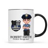 Police Thin Blue Line Personalized Mug, Appreciation Gift, Christmas Gift For Colleagues, Boss, Police Officers, Sheriff, Deputy Sheriff