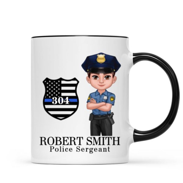 Police Thin Blue Line Personalized Mug, Appreciation Gift, Christmas Gift For Colleagues, Boss, Police Officers, Sheriff, Deputy Sheriff
