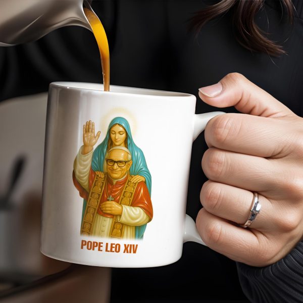 Pope Leo XIV Coffee Mug Featuring Pope and Virgin Mary - Personalized Custom Coffee Mug - FTH083_MG Pope Leo XIV Coffee Mug Featuring Pope and Virgin Mary - Personalized Custom Coffee Mug - FTH083_MG