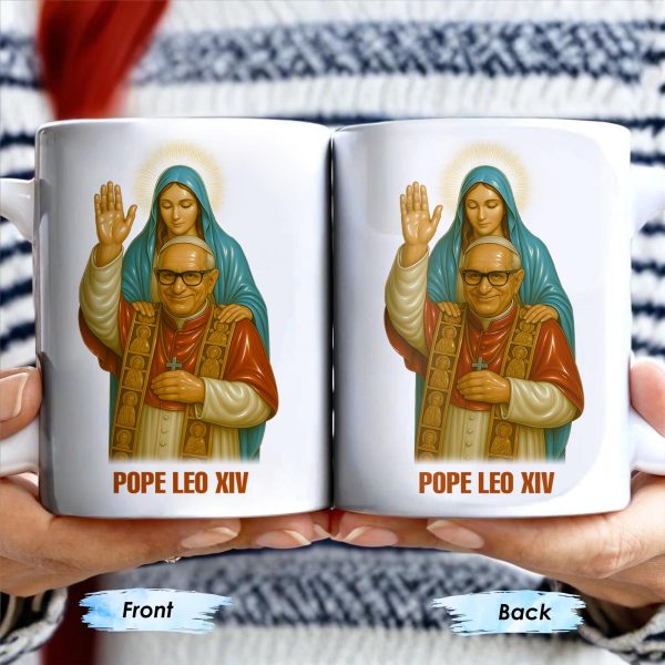 Pope Leo XIV Coffee Mug Featuring Pope and Virgin Mary - Personalized Custom Coffee Mug - FTH083_MG Pope Leo XIV Coffee Mug Featuring Pope and Virgin Mary - Personalized Custom Coffee Mug - FTH083_MG