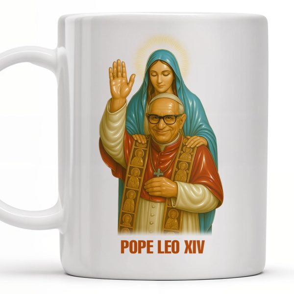 Pope Leo XIV Coffee Mug Featuring Pope and Virgin Mary - Personalized Custom Coffee Mug - FTH083_MG Pope Leo XIV Coffee Mug Featuring Pope and Virgin Mary - Personalized Custom Coffee Mug - FTH083_MG