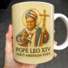 Pope Leo XIV First American Pope, Pope with American Flag - Personalized Custom Coffee Mug - FTH093_MG Pope Leo XIV First American Pope, Pope with American Flag - Personalized Custom Coffee Mug - FTH093_MG