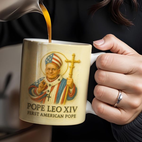 Pope Leo XIV First American Pope, Pope with American Flag - Personalized Custom Coffee Mug - FTH093_MG Pope Leo XIV First American Pope, Pope with American Flag - Personalized Custom Coffee Mug - FTH093_MG