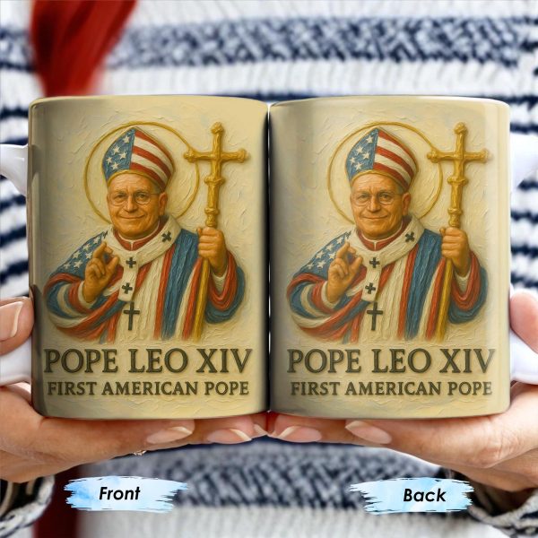 Pope Leo XIV First American Pope, Pope with American Flag - Personalized Custom Coffee Mug - FTH093_MG Pope Leo XIV First American Pope, Pope with American Flag - Personalized Custom Coffee Mug - FTH093_MG