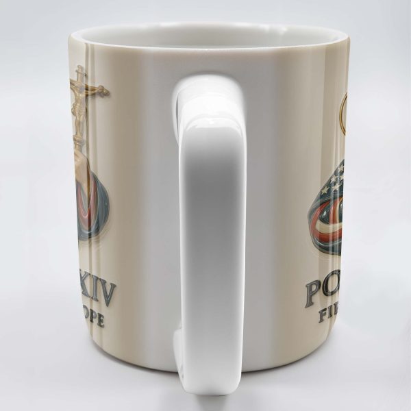 Pope Leo XIV First American Pope, Pope With American Flag And Cross - Personalized Custom Coffee Mug - FTH091_MG Pope Leo XIV First American Pope, Pope With American Flag And Cross - Personalized Custom Coffee Mug - FTH091_MG