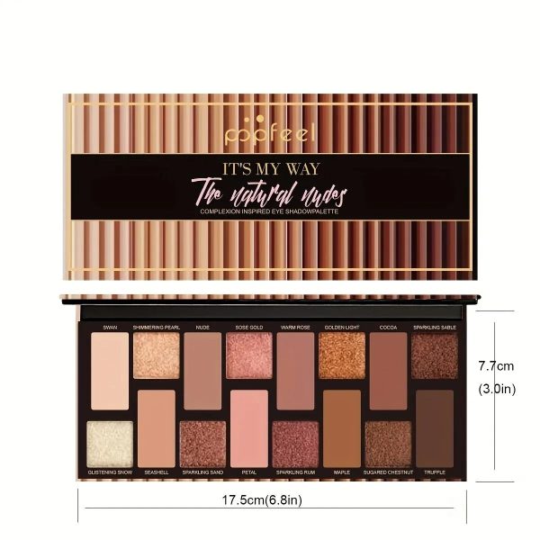 Popfeel 16-Shade Eyeshadow Palette Coral Color Scheme With Pearl & Matte Finishes