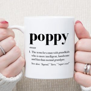 Poppy Definition Mug, Poppy Defined Coffee Cup Funny Christmas Birthday Gift Idea For Grandpa Fathers Day Present Grandfather C387