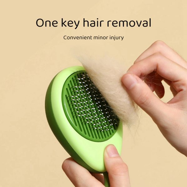 Portable Cat Grooming Massage Brush One-Button Remove