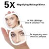 Portable Led Makeup Mirror With 1X/5X Magnification, Usb Rechargeable