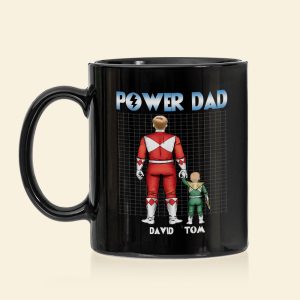 Power Dad Personalized Black Mug, Gift For Father's Day-5QHDT020523