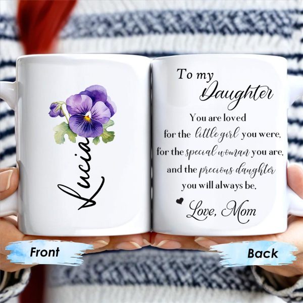 Precious Daughter Special Woman Love Mom Pansy Design - Personalized Custom Coffee Mug - DAU048_MG Precious Daughter Special Woman Love Mom Pansy Design - Personalized Custom Coffee Mug - DAU048_MG