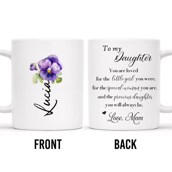 Precious Daughter Special Woman Love Mom Pansy Design - Personalized Custom Coffee Mug - DAU048_MG Precious Daughter Special Woman Love Mom Pansy Design - Personalized Custom Coffee Mug - DAU048_MG