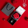 Preserved Rose Gift Box with Heart Necklace for Special Occasions