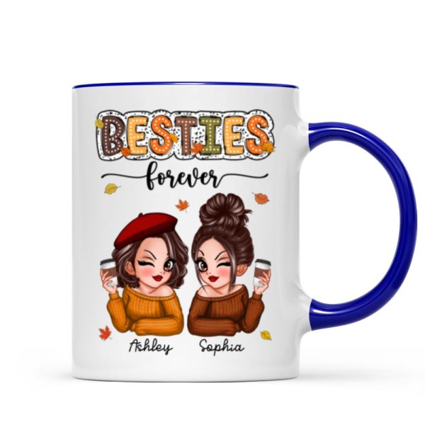 Pretty Besties Sisters Fall Season Pattern Personalized Mug