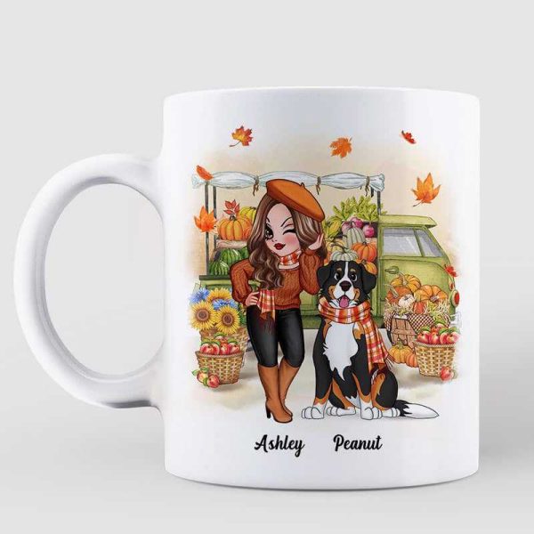 Pretty Fall Season Dog Mom Personalized Mug