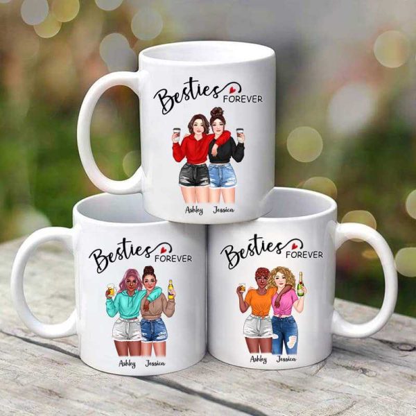 Pretty Girls Gift Besties Best Friends Forever Personalized Mug