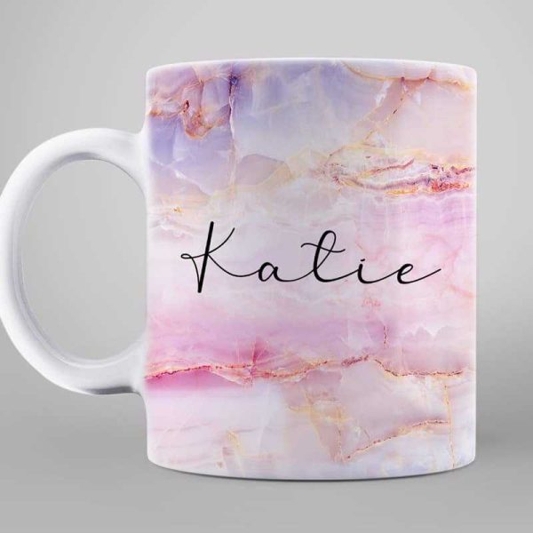 Printed Marble Glitter Texture Flowing Name Personalized Ceramic Coffee Mug