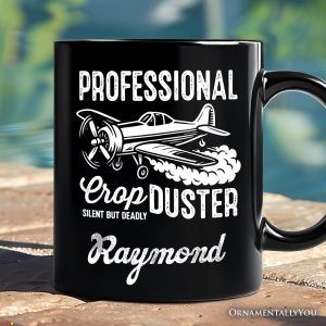 Professional Crop Duster Funny Personalized Mug, Silent But Deadly Sarcastic Men Gift with Custom Name