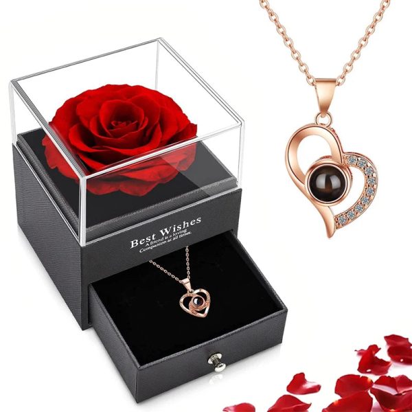 Projection Necklace Set With Rose Gift Box Projection Necklace Set With Rose Gift Box